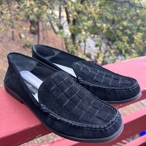 Franco Sarto Black Textured Loafers